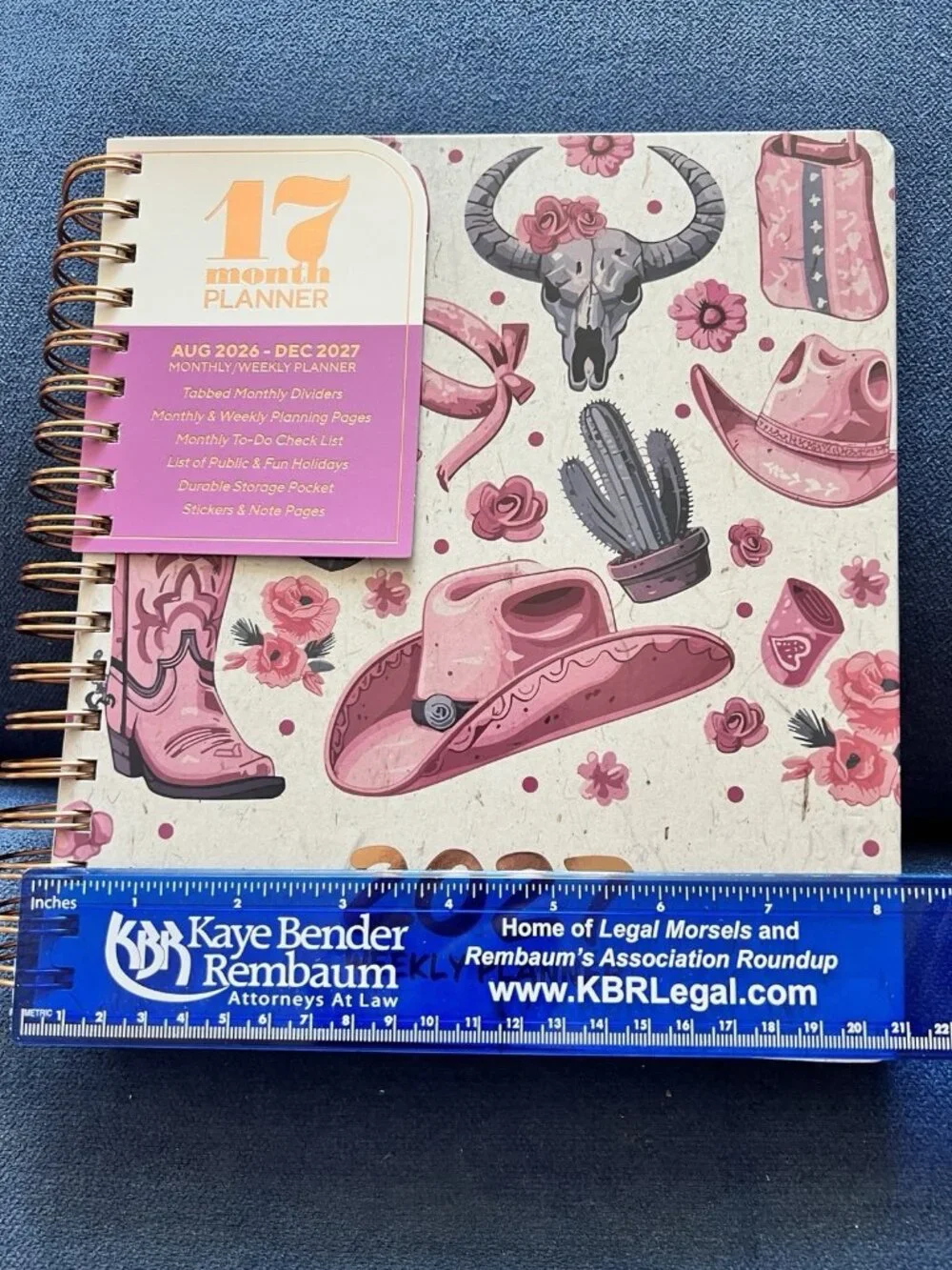 PINK COWGIRL 17 Month 2026-2027 Planner Month Day Week Organizer Planning Note